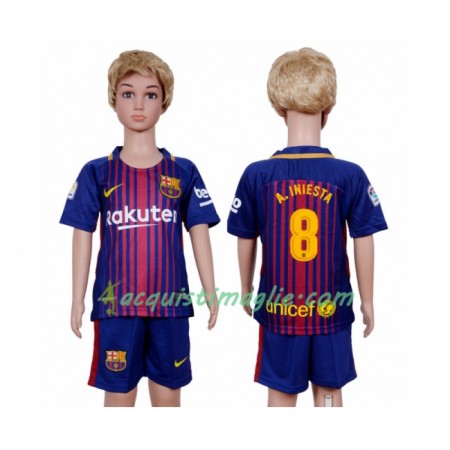 Divisa di Calcio Barcellona Andres Iniesta 8 Bambino Prima 2018