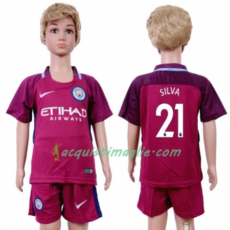 Divisa di Calcio Manchester City David Silva 21 Bambino Trasferta 2018